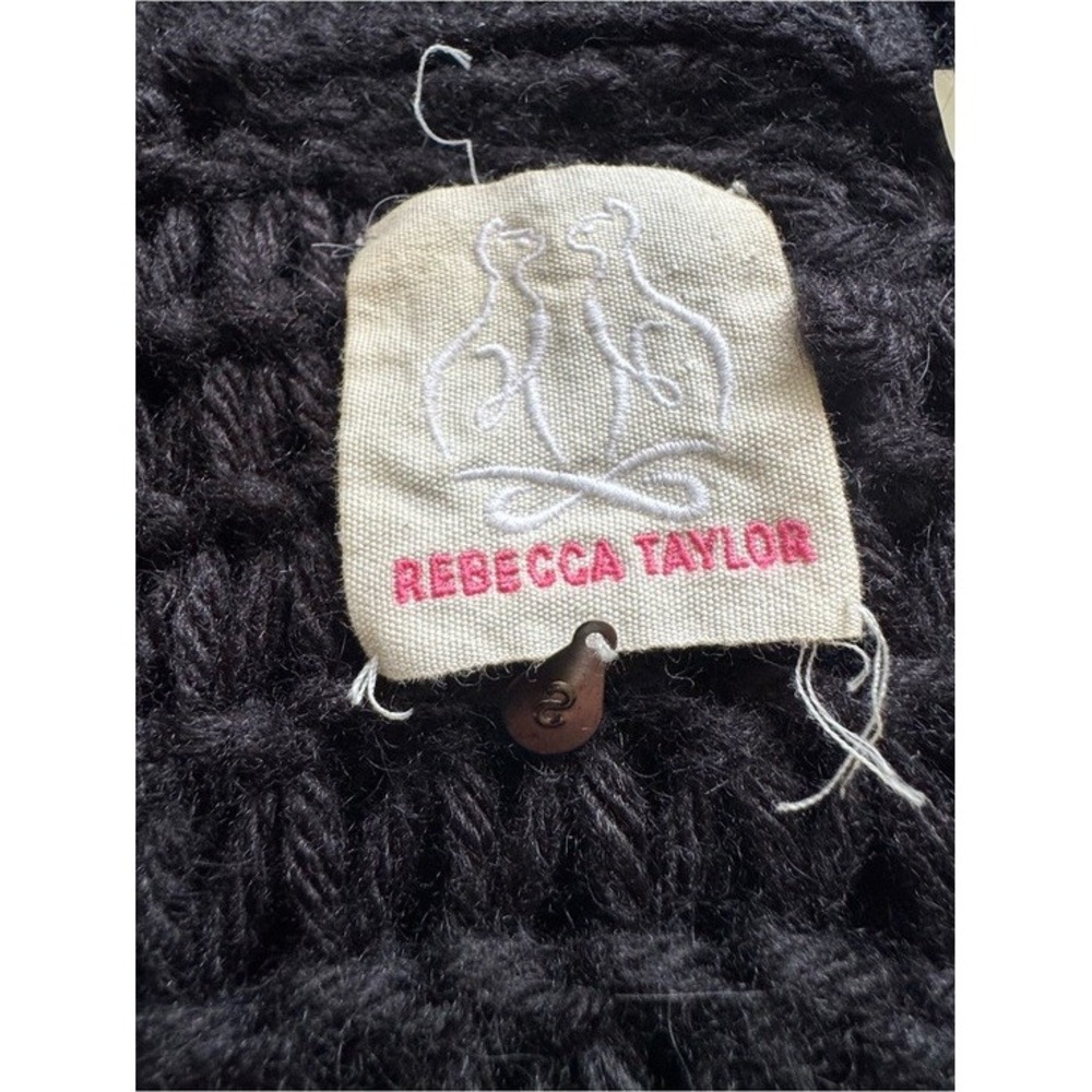 Rebecca Taylor Black Wool blend Textured Fringe Knit Sweater Vest Size Small - Picture 7 of 12
